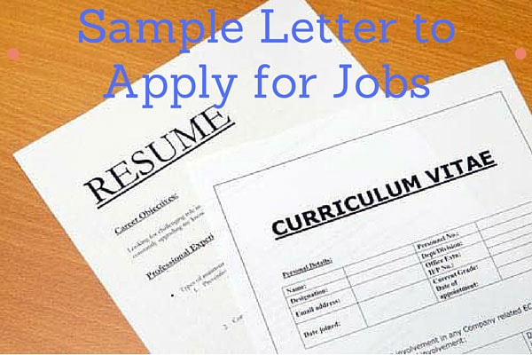 Sample Letter to Apply for Jobs