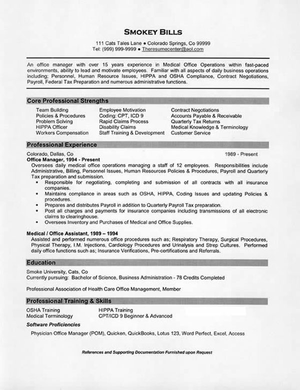 Best Office Manager Resume Sample